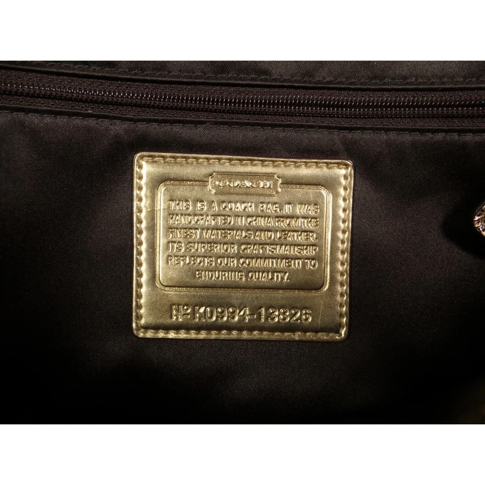 Coach Poppy Op Art Glam Tote Bag Gold Brown Classic Signature Canvas C
